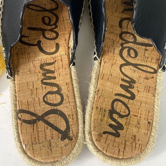 SAM EDELMAN Womens Black Padded Goring Andy Open Toe Slip‎ On Leather Espadrille - Picture 5 of 11